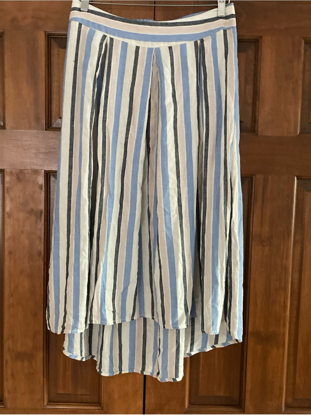 NWT Max Studio Blue, White and Black Vertical Stripe A-Line Skirt Women’s medium